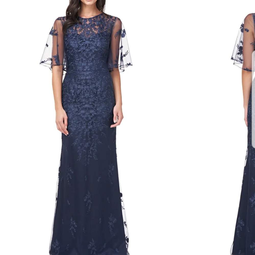 Navy lace formal gown